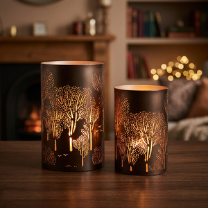 Ensemble de lanternes en fer, motif arbre, découpe et impression, résistant à la chaleur, décoration d'intérieur - Product Image 1