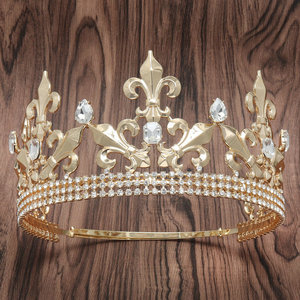 QS Réglable <span class=keywords><strong>Roi</strong></span> <span class=keywords><strong>Couronne</strong></span> Alliage mâle Cheveux diadème unisexe strass Prince <span class=keywords><strong>Couronne</strong></span> - Product Image 1