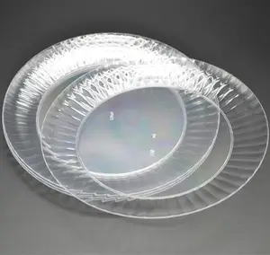 7.5 "Plastic Disposable Crystal Clear Dinner Plates Plate Dish Round PS LFGB >10