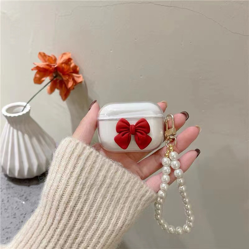 Arco rojo cubierta del auricular + colgante