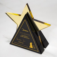 Trophée en cristal en forme d'étoile à cinq branches créative, récompense de compétition, souvenir, médaille gravée avec le logo Midea