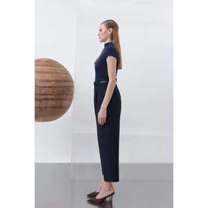 Pantalon plissé à jambes larges pour femmes Noir 18227PNT Pantalon de costume - Product Image 2