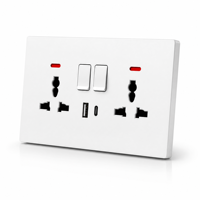Prise de courant standard britannique 16A avec double prise USB Type-C, prise murale blanche universelle 3 broches