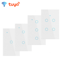 Nouveaux interrupteurs intelligents Tuya, fil neutre américain/fil neutre non requis, interrupteur tactile WiFi pour éclairage 1/2/3/4 gang