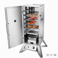 Fumoir à gaz en acier inoxydable en gros, 4 niveaux, allumage électronique, barbecue extérieur, OEM