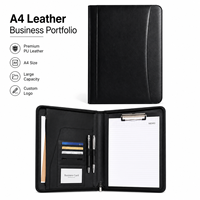 Portafolio de Cuero A4 con Cierre y Logotipo Personalizado, Organizador de Negocios, Bolsa para Documentos de PU Premium con Ranuras para Tarjetas y Portapapeles, Venta al Por Mayor OEM