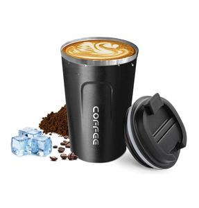 Tasses à café de voyage anti-déversement et anti-fuite, réutilisables, avec couvercles, en acier inoxydable, thermos à vide, gobelets à café - Product Image 1