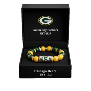 Pulsera de Acero Inoxidable Plateado con Cuentas para Fans de Deportes - Regalo Unisex Casual/Deportivo para Equipos Deportivos con Diseño de Círculo y Separador - Product Image 5