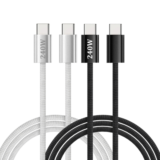 240W 5A Fast Charging USB-C to Type-C Nylon Braided 2M Data Cable for Mobile Phone & Printer