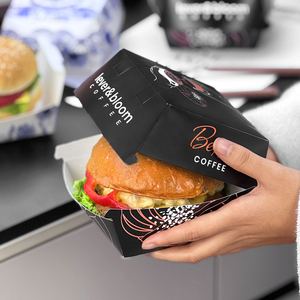 Boîtes à hamburger imprimables personnalisées emballage sulfurisé de qualité alimentaire pour hamburgers sandwichs boîtes à emporter de restauration <span class=keywords><strong>rapide</strong></span> pour restaurant - Product Image 3