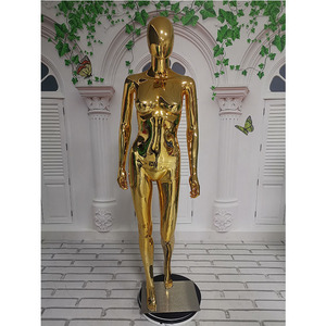 Maniquí femenino de alta gama con espejo, <span class=keywords><strong>sin</strong></span> <span class=keywords><strong>cara</strong></span>, dorado, cromado - Product Image 2