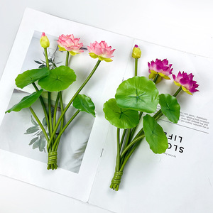 Flor de loto simulada de 23cm, flor artificial de seda para decoración del hogar, boda, estilo Zen chino - Product Image 2
