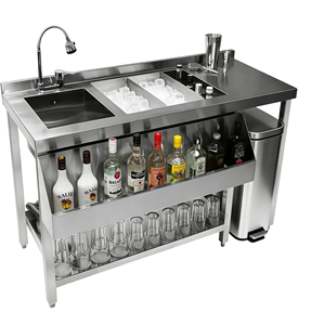 Stainless Steel Cold Food Counter With Ice Bins And Bottle Rack For Bar Use - Product Image 4