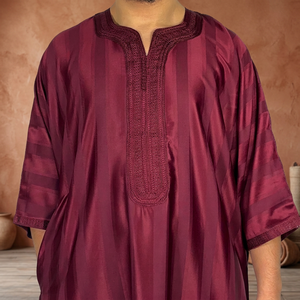 Abaya marocaine brodée à la main en polyester infroissable pour hommes, tenue de prière traditionnelle arabe islamique, vêtements musulmans - Product Image 4
