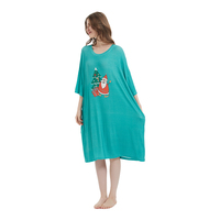 Impression de noël personnalisée été doux Cool écologique respirant surdimensionné long lâche femmes t-shirt de nuit avec poches