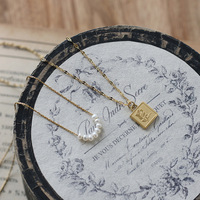 Collar de Cadena para Mujer con Madreperla, Diseños de Joyería con Perlas de Agua Dulce, Acero Inoxidable, Nuevos Collares con Logotipo Personalizado, Geométricos y Modernos