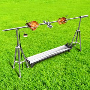 Barbecue à charbon de bois en acier inoxydable pour l'extérieur, moteur électrique rechargeable, <span class=keywords><strong>grill</strong></span> à rôtir à la broche de camping pour agneau - Product Image 2