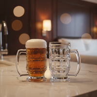 Verres à vin en verre nid d'abeille 0,5 L, verre transparent avec poignée, chopes à bière au design classique pour les fêtes