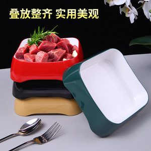 Five Harmony Melamine Square Plate Stackable For Hot Pot Barbecue Buffet Durable Drop Resistant - Product Image 2