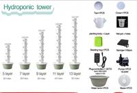 Sistem Menara Hidroponik Vertikal dengan 5-9 Lapisan 20-36 Tempat Tanam Kit Pertanian Dalam & Luar Ruangan Peralatan Irigasi Hidroponik