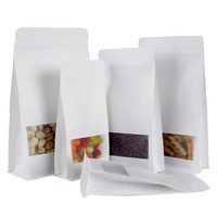 Échantillon gratuit Sac en papier kraft à fermeture éclair à huit côtés Blanc Étanche à l'humidité Fond plat Valve Pochette à café avec design