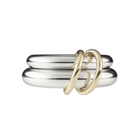 Tendance de la mode deux tons anneau étanche bijoux plaqué or 18 carats haut de gamme Double cercle lié argent acier inoxydable anneaux