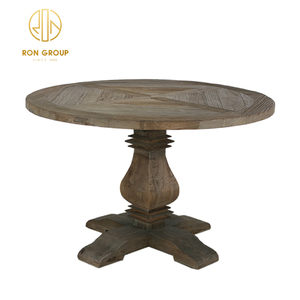 Đồ Nội Thất Thương Mại Phong Cách Châu Âu Mộc Mạc Cổ Điển Khai Hoang Bụng Lớn Thông Tròn Bàn Ăn Bằng Gỗ Rắn - Product Image 6