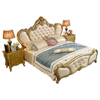Lit de luxe européen Chambre à coucher principale Simple Style européen Moderne Simple Français champagne Or Lit de mariage de luxe Lit de princesse