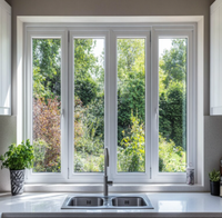 Fenêtre à battant extérieure en alliage d'aluminium sur mesure, style postmoderne, avec double vitrage Low-E trempé, coupe-vent, pour cuisine et villa