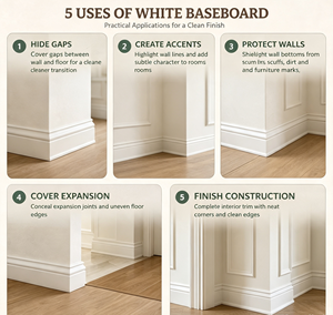 Battiscopa <span class=keywords><strong>in</strong></span> <span class=keywords><strong>Legno</strong></span> di Pino Bianco Stile Americano da 16 Piedi con Giunzione a Dita per Progetti di Pavimentazione - Product Image 5
