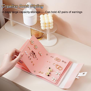 Wholesale Small Travel Jewelry Box Pu Leather <b>Jewellery</b> Organizer Portable <b>Storage</b> Case 16x14x3cm Magnetic Snap - Product Image 2