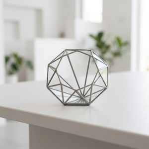 Modern Geometric Diamond Shape <b>Mini</b> Glass Terrarium with Metal Frame for Home Decoration - Product Image 1