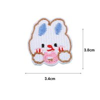 Groothandelsprijs Schattige strijkbare zelfklevende borduurwerk patches met cartoon konijnenkop voor kleding, tassen en hoeden