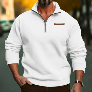 Camisas Polo de manga comprida dos homens de inverno Dropshipping Velo-alinhado Meia Zipper Stand Collar Cor Sólida Pullover <span class=keywords><strong>Sweater</strong></span> para Homens - Product Image 6