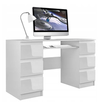 Bureau d'ordinateur moderne en bois blanc convertible pour le bureau à domicile et la chambre à coucher, emballage plat