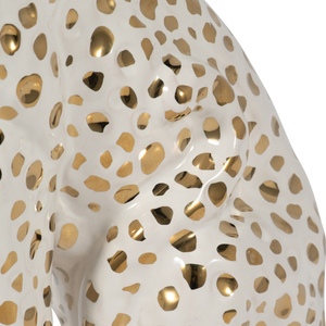 Scultura di leopardo seduto in ceramica, statua di animale per decorazioni da casa o ufficio, ornamenti da esposizione - Product Image 5