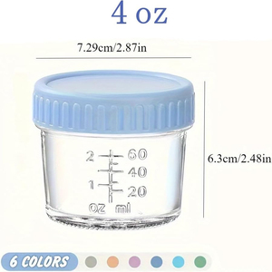 Contenants <span class=keywords><strong>de</strong></span> stockage pour aliments pour bébés en verre, pots <span class=keywords><strong>de</strong></span> 4 oz avec couvercles, étanches, sans BPA, réutilisables pour congélateur, micro-ondes, lave-vaisselle - Product Image 2