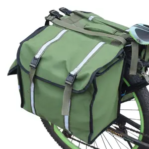 Portable Waxed Canvas Outdoor Large Capacity Bike Rear Storage Bicycle Double Rear Pannier Bag