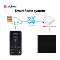 Merten Black 8-Gang untuk Zigbee Smart Switch 4 Kontrol 4 Tombol Scene Panel PC Tanpa Kabel Live Hemat Energi Otomatisasi Rumah