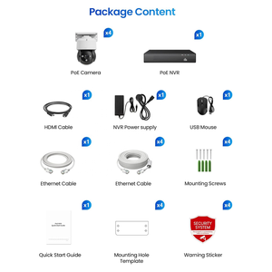 Système de Caméras de Sécurité 8MP 4K PoE avec Détection Faciale IA, Suivi Automatique, Vue à 360°, 4 Caméras, Audio Bidirectionnel, Sirène d'Alarme, Extensible 8CH/16CH, Disque Dur 2 To - Product Image 6