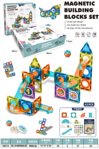 Juego de bloques de construcción magnéticos con pista, bola, pegatinas, ventana colorida, juguete educativo para niños, fábrica de regalos al por mayor - Product Image 2
