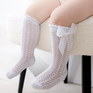 Nouvelles chaussettes hautes respirantes en maille à nœuds pour bébé, style princesse, avec nœud, collection été 2026 - Product Image 1