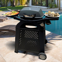 Portable extérieur jardin barbecue gril fer cuisinière à gaz avec contrôle de la température amovible Table de Camping pliant roues de cuisson