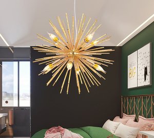 โคมไ<span class=keywords><strong>ฟ</strong></span>ระย้ารูปดาวสีทองโคมระย้าสปัตนิกสำหรับห้องนั่งเล่นห้องรับประทานอาหารห้องน้ำห้องอ่านหนังสือ - Product Image 3