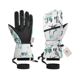 Gants de <span class=keywords><strong>ski</strong></span> pour hommes et femmes, blancs, en polyester, imperméables et chauds pour les sports d'hiver, la conduite, design cinq doigts, en stock - Product Image 1