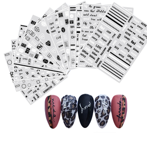 Ultra- thin Self Adhesive Nail Art Stickers Waterproof Alphabet Letters Laser Gold Decals Decoration