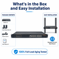 Switch Gigabit Administrado para Montaje en Rack Industrial, 16 Puertos, Switch Ethernet L2, 2 SFP, 1U, 19 Pulgadas, Sin Ventilador, 10/100/1000Mbps