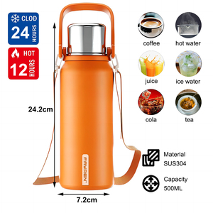 Termo de Acero Inoxidable 304 de Doble Pared, Botella de Agua Aislada al Vacío, Portátil para Viajes, Mantiene el Calor de 12 a 24 Horas - Product Image 4