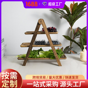 Solid Wood 3 Tier Tabletop Shelf For Kitchen Storage <b>Vegetable</b> Rack Durable <b>Standing</b> Type Rectangle Shape - Product Image 5
