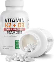 Capsules de Vitamine D3 et K2 MK7 OEM - 5000 UI - Complément Haute Puissance pour le Soutien des Os, du Cœur et du Système Immunitaire - Sans OGM